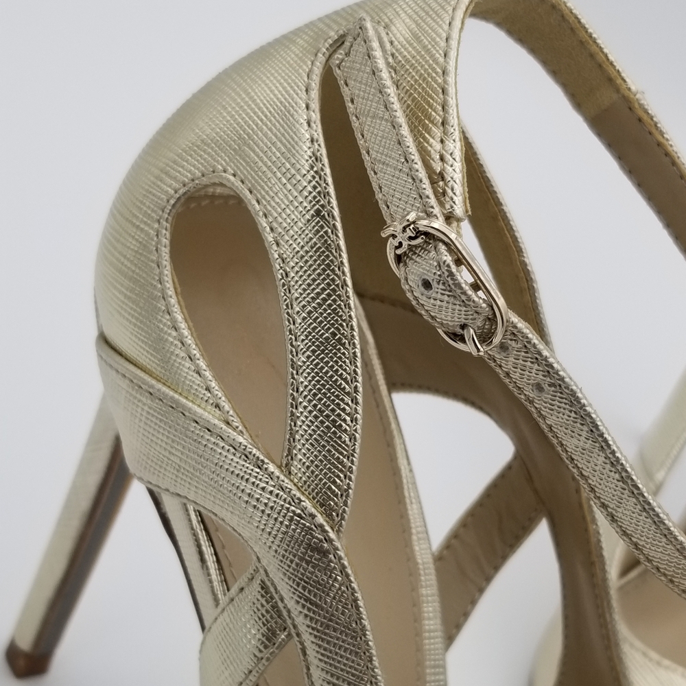 Sam Edelman Adelisa Ankle Strap Stiletto Heels, Gold Leaf, Women's Size 8.5 - Picture 4 of 16